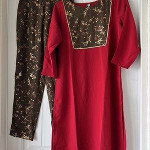 Brand New Kurta Pants Women’s Maroon Set